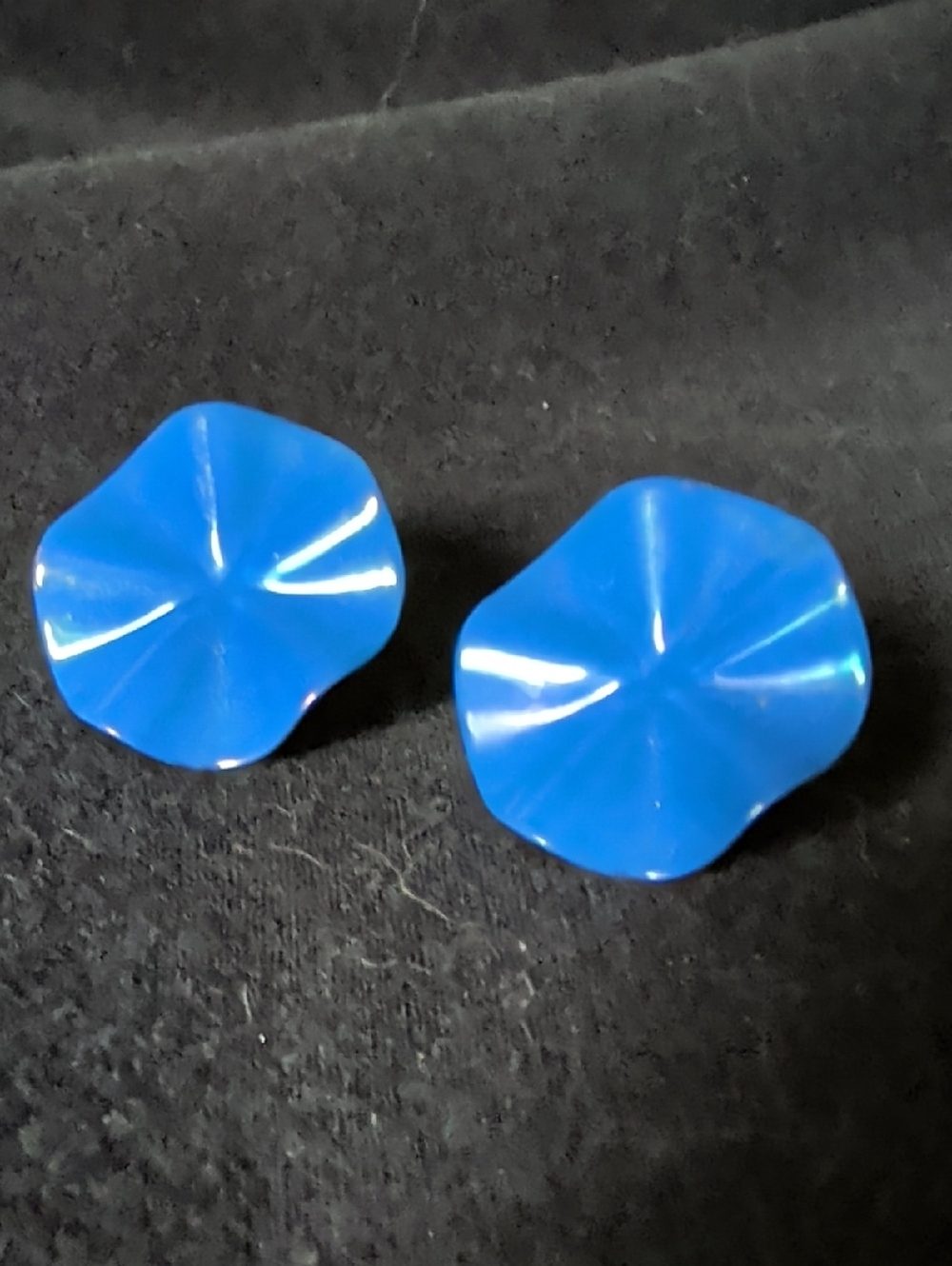 Retro Blue Freeform Resin Post Earrings